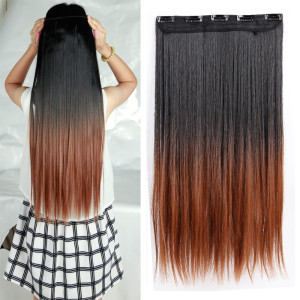 Larga-DIP-Clip-en-extensiones-de-cabello-25-pulgadas-63-CM-recta-negro-marron-rubio-castano