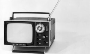 circa 1970: The latest model of the Sony Micro Television which can be operated by batteries. (Photo by Keystone/Getty Images)